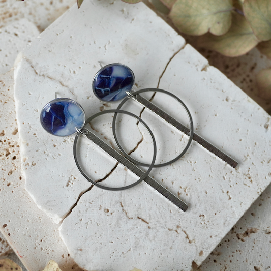 Dusk Blue Stud Drop Maxi