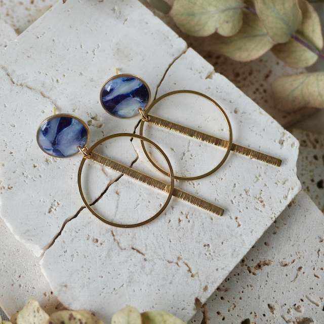 Dusk Blue Stud Drop Maxi