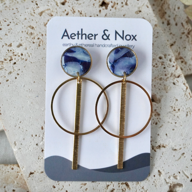 Dusk Blue Stud Drop Maxi