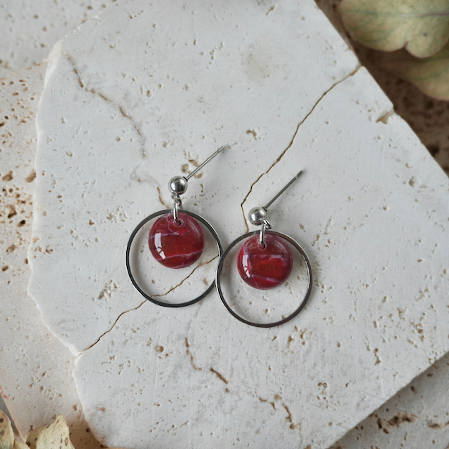 Lava Falls Red Stud Hoop