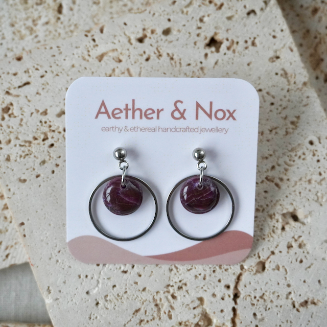 Amaranth Purple Stud Hoop