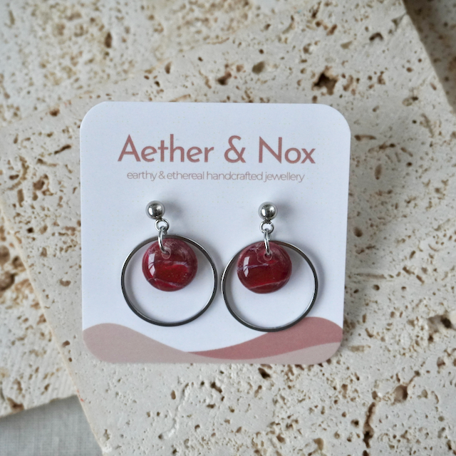 Lava Falls Red Stud Hoop