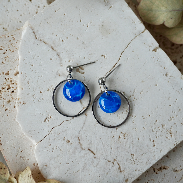 Marina Blue Stud Hoop