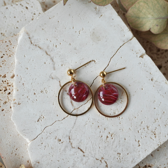 Lava Falls Red Stud Hoop