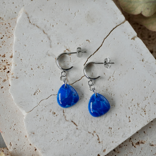 Stud Hoop Pebble - Marine Blue