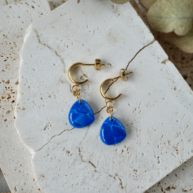 Stud Hoop Pebble - Marine Blue