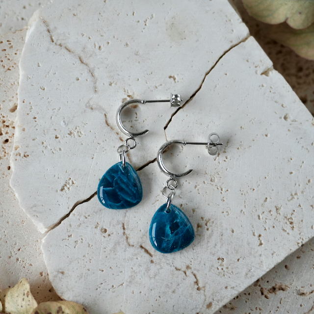 Stud Hoop Pebble - Alexandrite Green