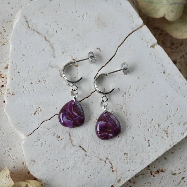 Stud Hoop Pebble - Amaranth Purple