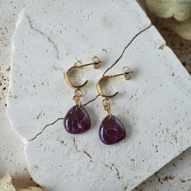 Stud Hoop Pebble - Amaranth Purple