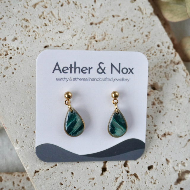 Dawn Green Stud Teardrop