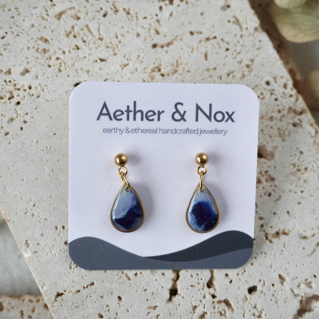 Dusk Blue Stud Teardrop