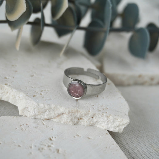 Dusty Pink Silver Adjustable Ring