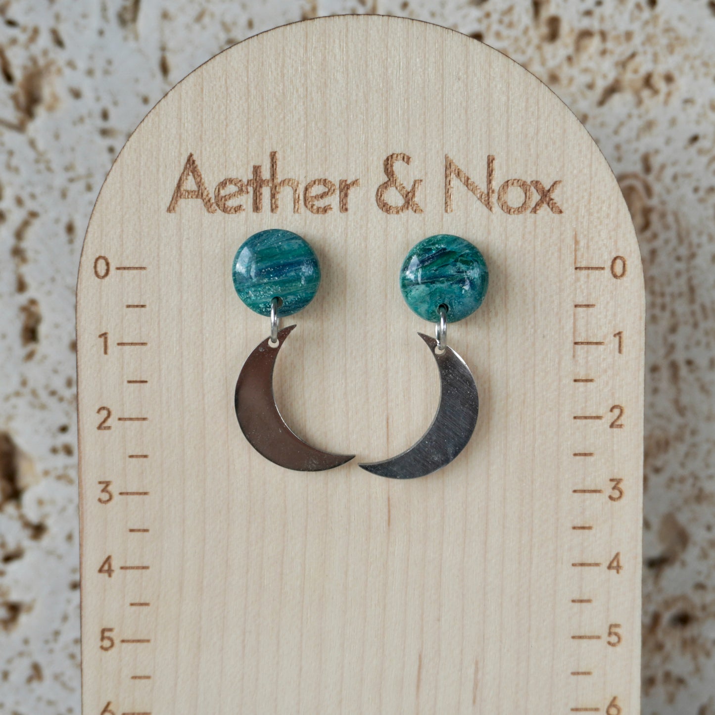 Blue Apatite inspired Stud Moon Drop