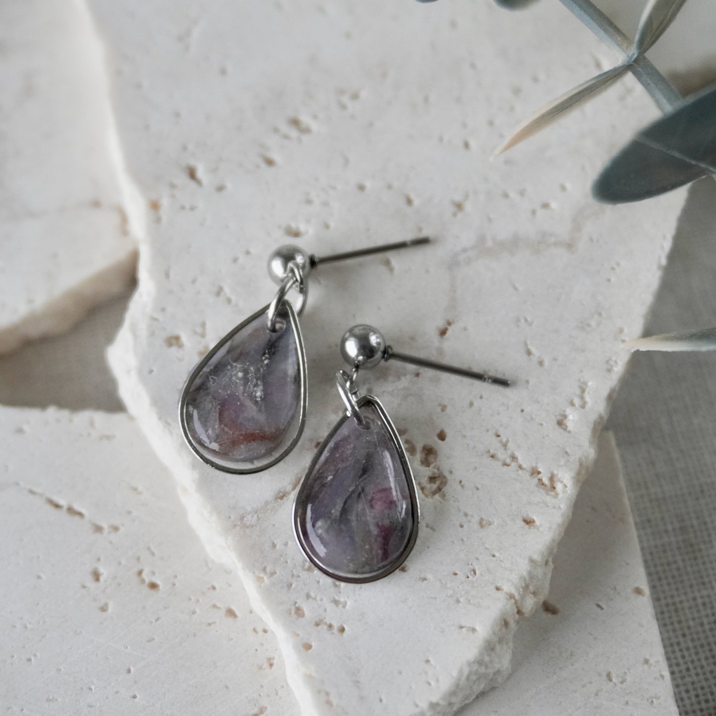 Galaxy Quartz Stud Teardrop