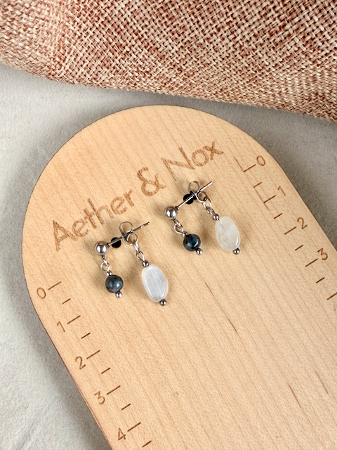 Luna Double Drop Stud Earrings