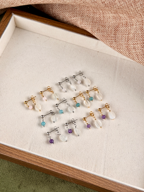 Luna Double Drop Stud Earrings